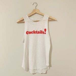 Grayson Threads Cocktails! White Raw Hem Tank Top